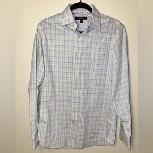 Banana Republic Non-Iron Light Blue and Yellow Plaid Shirt